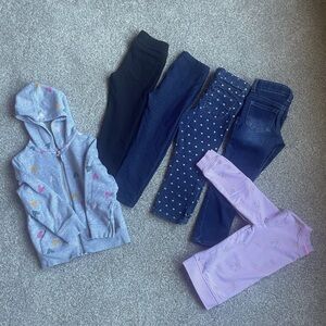 4T girls clothing. 2 jeans, 2 stretch pants, 2 sweatshirts.